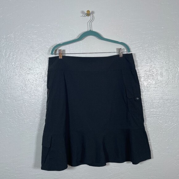 Royal Robbins Women 14 Black Discovery Skirt Pockets Quick Dry Stretch Gorpcore - Picture 1 of 7